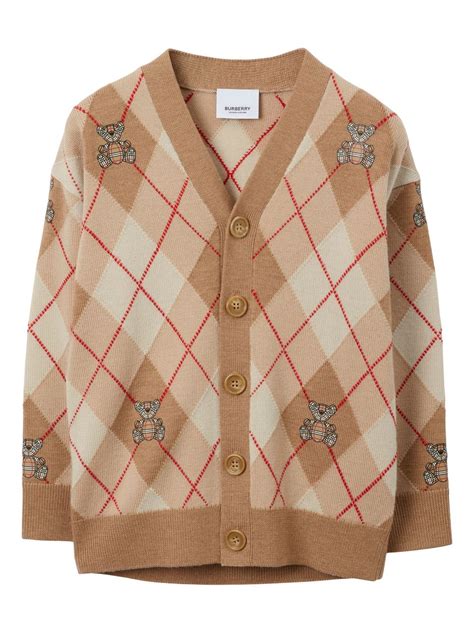 burberry thomas bear argyle print cardigan